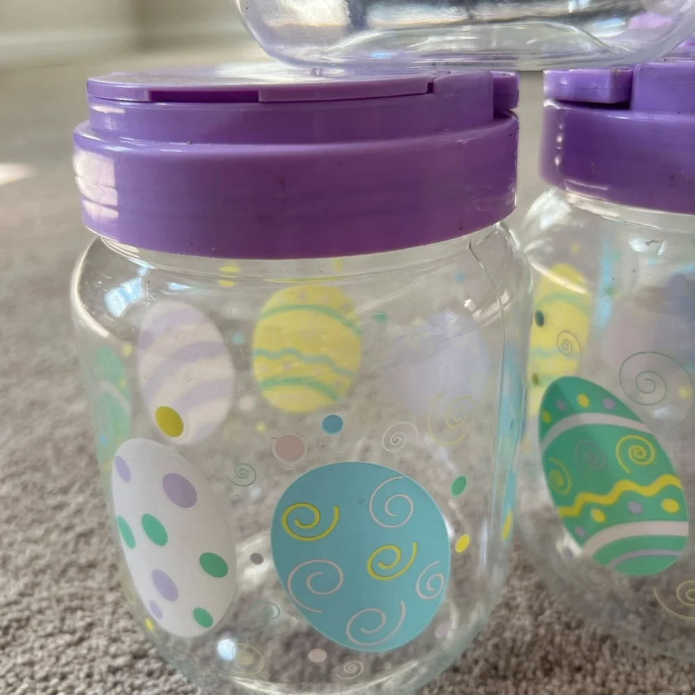 Purple and Blue Party Favor Jars with Festive Designs